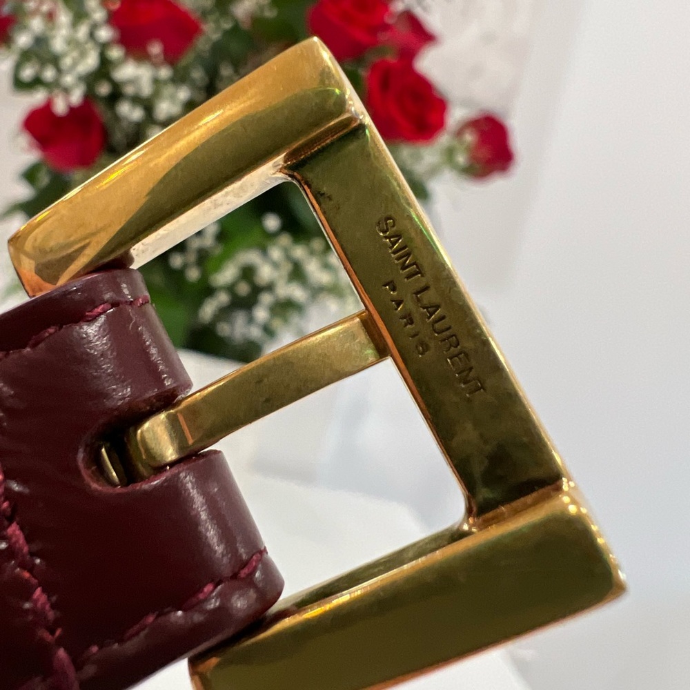 Saint Laurent Cassandre Thin Belt With Square Buckle In Shiny Leather - Picture 4 of 10